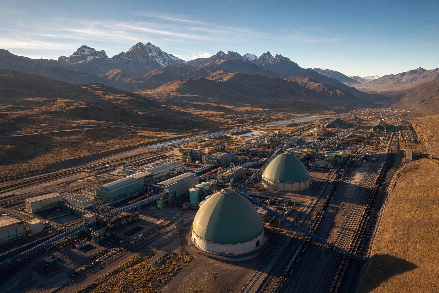 Aerial view of a Latin American mineral processing facility